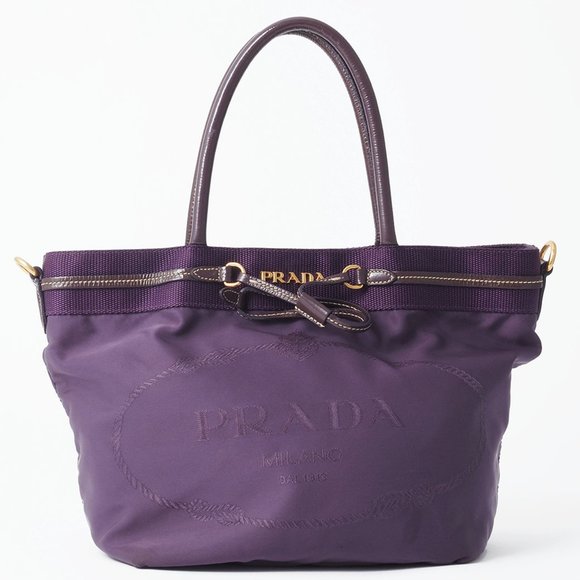 Prada Nylon Tote Bag Purple BN1756 Women's Enamel A5 Handbag PRADA - Picture 1 of 10